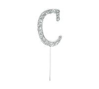 CLUB GREEN DIAMANTÉ Letter C 4.5CM ON STEM, Metal, Silver, 22 x 8.8 x 1.1 cm