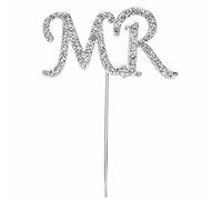 CLUB GREEN DIAMANTÉ MR Sign ON STEM 70X40MM, Metal, Silver, 18 x 10 x 0.3 cm