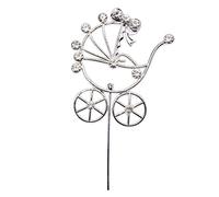 CLUB GREEN DIAMANTÉ PRAM ON STEM 55X65MM, Metal, Silver, 22 x 8.8 x 1.1 cm