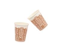 Club Green Gingerbread House Brown Paper Cups - Holiday Party Tableware for Christmas Celebrations, 8pk