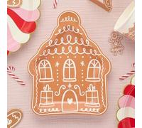 Club Green Gingerbread House Brown Paper Plates - Holiday Party Tableware for Christmas Celebrations, 8pk