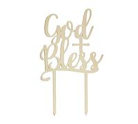 Club Green God Bless Gold Mirror Acrylic Cake Topper