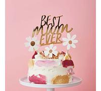 Club Green Gold Best Mum Ever Cake Topper, Mothers Day Cake Decoration, Mums Birthday Cake Topper Set, Daisy Decorations