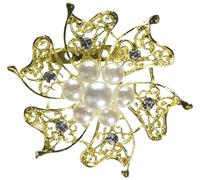 CLUB GREEN GOLD BROOCH WITH PEARLS & DIAMANTÉ D.60MM, Metal, 22 x 8.8 x 1.1 cm