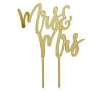 CLUB GREEN Gold Mirror Acrylic MRS Cake Topper, 22.3 x 0.6 x 17.2 cm