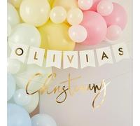Club Green Gold Personalised Christening Banner with Name, Christening Backdrop, Venue Decorations, Christening Party 2m