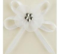 CLUB GREEN IVORY SATIN DAISY/DIAMANTÉ BOWS D.4cm(12), Fabric, 18 x 8 x 0.1 cm