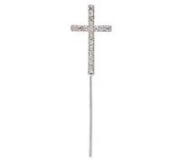 CLUB GREEN LG.DIAMANTÉ Cross ON STEM 2X4.5CM, Metal, Silver, 19 x 10 x 0.2 cm