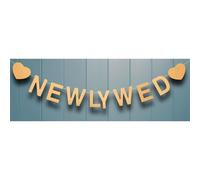 CLUB GREEN Natural Wood Garland Newly WED 120X8CM, 17.5 x 16 x 4.5 cm