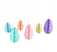 Club Green Pastel Egg Honeycomb Decorations - Pack of 6 Club Green Multicolor