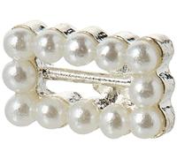 CLUB GREEN Pearl RECT.Buckle 12X7 6MM Rib.(10PCS), Metal, Ivory, 22 x 8.8 x 1.1 cm