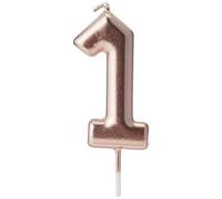 CLUB GREEN Rose Gold Number 1 Candle, 1.5 x 16.5 x 8 cm