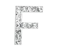 CLUB GREEN SM DIAMANTÉ Letter F 20MM, Metal, Silver, 2 x 2 x 2 cm