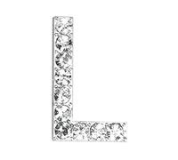 CLUB GREEN SM DIAMANTÉ Letter L 20MM, Metal, Silver, 2 x 2 x 2 cm