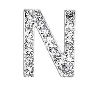 CLUB GREEN SM DIAMANTÉ Letter N 20MM, Metal, Silver, 2 x 2 x 2 cm