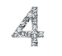 CLUB GREEN SM DIAMANTÉ Number 4" 20MM, Metal, Silver, 2 x 2 x 2 cm