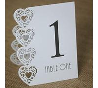 CLUB GREEN TABLE NUMBERS 1-15 LASER HEART WHITE 125X155X40MM, Card, 22 x 15 x 2 cm