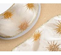 CLUB GREEN WIRED IVORY SAT.RIB.W/SNOWFLAKE 60X10M, Fabric, 10 x 10 x 7 cm