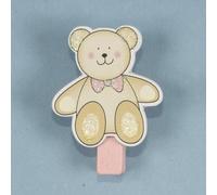 CLUB GREEN Wooden Pegs Teddy Bear, Pink, 4 pegs in each pack