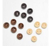 CLUB GREEN Wooden Round Buttons 9mm (15pcs), Wood, Black, 14 x 9.5 x 2 cm