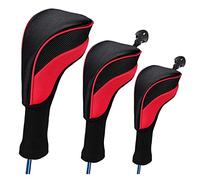 Club Head Covers, Head Covers Driver 1 3 5 Fairway Woods Headcovers Long Neck Protector for Club 3PCS Red Club Sock