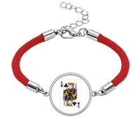 Club K Playing Cards Pattern Lucky Red String Bracelet Rope Bracelet Handmade