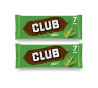 Club Mint Chocolate Biscuit Bars, 7 Pieces Multipack, Cream Filled with Chocolate Coating, Vegetarian, 154g,Pack Of 2
