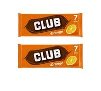 Club Orange Flavoured Cream Filled Biscuit Bars with Chocolate Coating, Vegetarian, No Artificial Colours, 7 Pieces, 154g,Pack Of 2