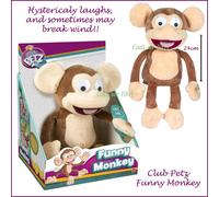 Club Petz Funny Monkey Soft Plush 18m+ Laughs & Breaks Wind 24cm NEW "Hilarious"