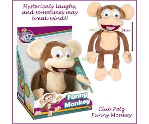Club Petz Funny Monkey Soft Plush 18m+ Laughs & Breaks Wind 24cm NEW "Hilarious"