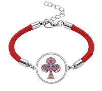 Club Playing Cards Geometric Pattern Lucky Red String Bracelet Rope Bracelet Handmade