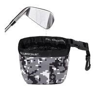 Club Scrub Golf Club and Golf Ball Cleaning Bag, Waterproof Liner, Neoprene Exterior, Detachable Clip, Machine Washable, Cleans Club Grooves, Gray Camo