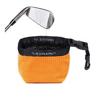 Club Scrub Orange Pro Golf Club and Golf Ball Cleaning Bag, Waterproof Liner, Dry Microfiber Exterior, Detachable Clip, Machine Washable, Cleans Club Grooves