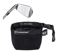 Club Scrub Pro Golf Club and Ball Cleaning Bag, Waterproof, Microfiber, Detachable Clip, Machine Washable, Cleans Grooves, Black Pro