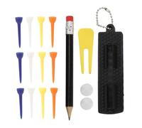 Club Tees Holder Kit Premium Plastic Golf Accessories Set Includes 12 Tees 2 Ball Markers Divot Tool Pencil for Golfers Black Compact Design for Competition Practice