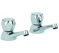 Bristan Club Basin Taps Chrome Plated With Metal Heads, Basin Pillar