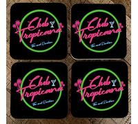 Club Tropicana Bar runner Mat | Club Tropicana Coasters - Choice of Home Bar Pub mat - home bar accessories (Set of 4 Coasters)
