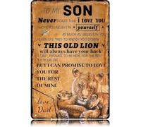 ClubLany To my son Retro Metal Sign Wall Decor Motivational Family Wall Art The retro lion A gift for my son love dad 12x8 Inch