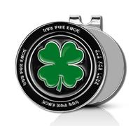 ClubSmith® Lucky Golf Ball Marker with Magnetic Hat Clip, Irish Clover & Shamrock, Premium Alignment Putting Mark, Funny Golf Accessories & Gifts for Men and Women (Rub for Luck Midnight)