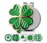 ClubSmith® Lucky Golf Ball Marker with Magnetic Hat Clip, Irish Clover & Shamrock, Premium Alignment Putting Mark, Funny Golf Accessories & Gifts for Men and Women (Golden Shamrock)