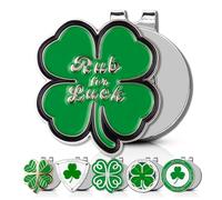 ClubSmith Premium Golf Ball Marker Hat Clip Set, Lucky Clover & Shamrock, Funny Magnetic Golf Ball Marker, Putting Marker Coin Cool Golf Accessories, Golf Gifts for Men & Women (Rub for Luck Charm)