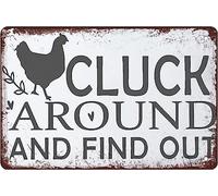 Cluck Around And Find Out Chicken Sign Funny Chickens Decor Vintage Metal Tin Signs Plaque Wall Decor Bar Pub Man Cave Club Novelty Bathroom Toilet Retro Posters Cafe Garage Rule 12x8 Inch