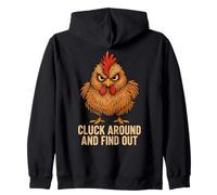 Cluck Around and Find Out Funny Chicken Zip Hoodie