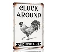 Cluck Around and Find Out Metal Tin Sign for Home Farmhouse Chicken Coop Home Kitchen Wall Decoration Chicken Coop Accessories Decor Wall Art 8x12 Inch