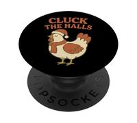 Cluck The Halls Christmas Chicken Lover Pun PopSockets Adhesive PopGrip