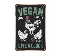 Cluck Vegans Chicken Sign Wall Plaques Poster For Kitchen Decor 8X12 Inches Unique Retro Farmhouse Aesthetic Garden Decoration For Home And Outdoor Decor