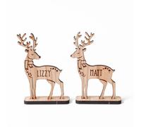 Clucking Belle Designs Personalised Reindeer Place Names, Table Setting Decorations, Made from Wood, Rustic and Custom