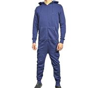 CLUCO Mens Plain jumpsuit Adult Warm Hooded Fleece All-in-One Zip 1Onesie Men's Nightwear Loungewear Snuggle One Piece Pyjamas Long Sleeves Stitch Onesie Adult (UK, Alpha, XL, Regular, Regular, Navy)