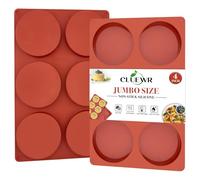 CLUEWR 2 Pack Silicone Egg Mold for Breakfast Sandwiches, 4 Inch Non-Stick Jumbo Muffin Top Pan Round Baking Mold for English Egg Muffin, Hamburger Bun, Whoopie Pie