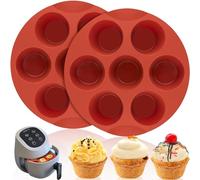 CLUEWR Pack of 2 Muffin Baking Moulds Silicone Air Fryer Muffin Mould Hot Air Fryer Cupcake Cases for Muffins, Brownies, Cakes, Pudding